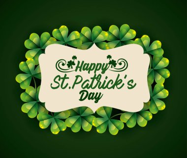 St patrick etiket yonca dekorasyon vektör çizim ile