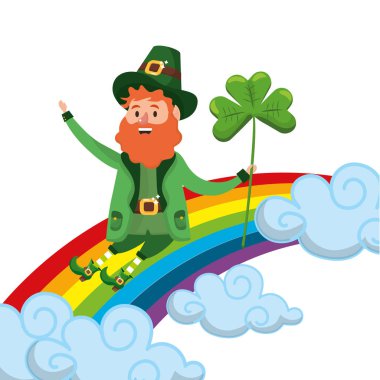 st patricks günü cinler yonca tutan gökkuşağı ile vektör çizim grafik tasarım