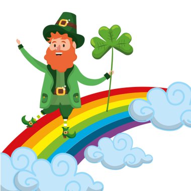 st patricks günü cinler yonca tutan gökkuşağı ile vektör çizim grafik tasarım