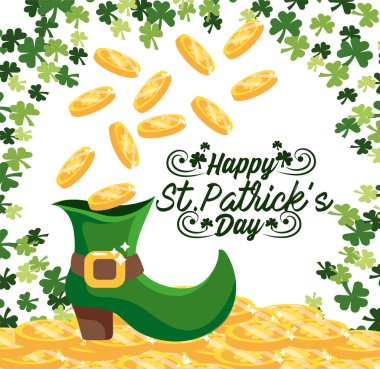yonca ile altın içinde st patrick önyükleme vektör çizim