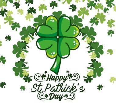 St patrick etiket kutlama olay yonca vektör çizim ile