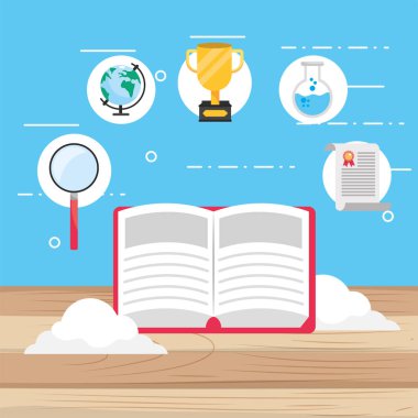 e-öğrenme eğitim kitap çalışma sertifika vektör çizim ile