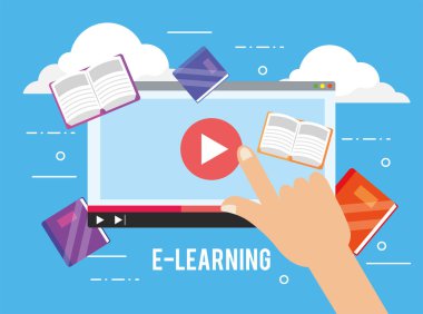 dijital web video ve eğitim kitapları illüstrasyon vektör