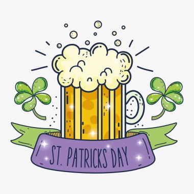 yonca ve Şerit'e kutlama vektör çizim ile bira cam