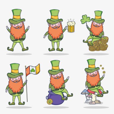ayarla st patrick adamın vektör çizim şapka ve takım elbise giydiğini