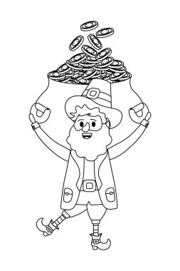 st patricks günü Masal cinleri altın sikke pot karikatür vektör çizim grafik tasarım holding