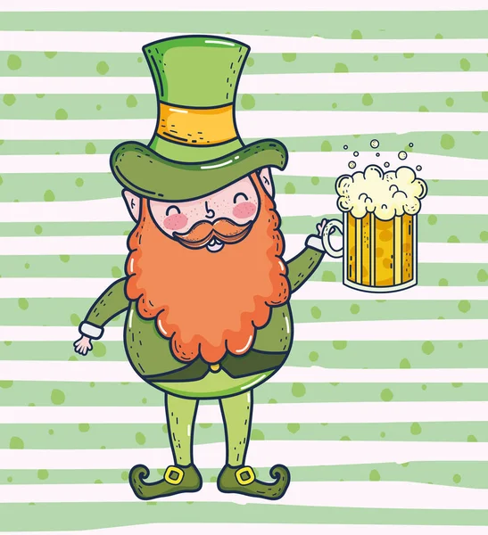 Patrick Homem Com Barba Cerveja Vetor Vidro Ilustração —  Vetores de Stock