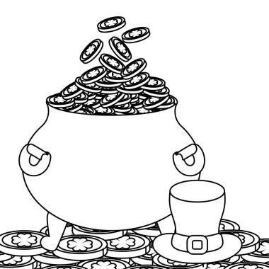 st patricks günü ile altın sikke pot ve şapka karikatür vektör çizim grafik tasarım