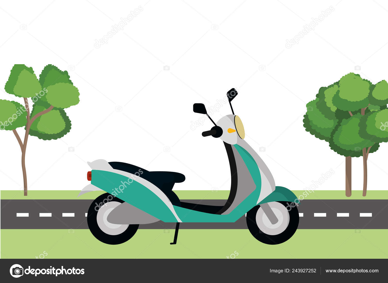 Ilustração Moderna Do Desenho Animado Da Scooter Da Motocicleta