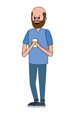 teknoloji aygıt akıllı telefon vektör çizim grafik tasarım kullanan adam