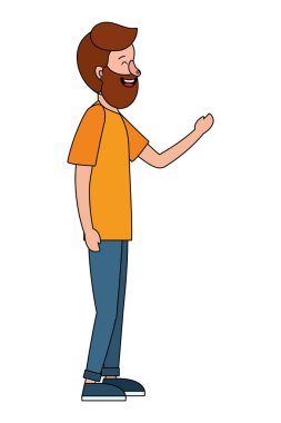 adam vücut sol el ile karikatür vektör çizim grafik tasarım ortaya çıkar.