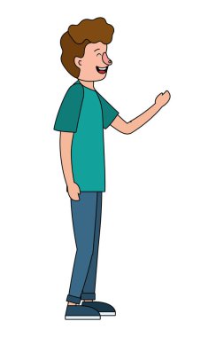 adam vücut sol el ile karikatür vektör çizim grafik tasarım ortaya çıkar.