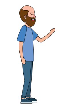 adam vücut sol el ile karikatür vektör çizim grafik tasarım ortaya çıkar.