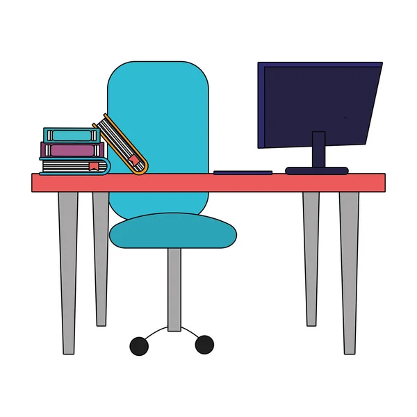 现代家具办公桌卡通矢量图解平面设计 — 图库矢量图片
