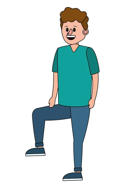 Man Body Right Leg Raised Cartoon Vector Illustration Graphic Design — Stock Vector