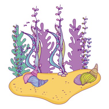 güzel bir sualtı sahne simge vektör çizim tasarım