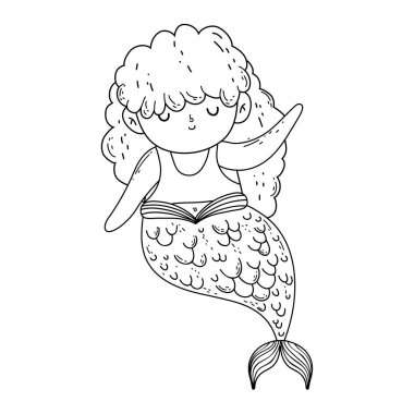 güzel deniz kızı fairytale karakter vektör çizim tasarımı