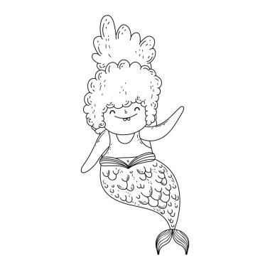 güzel deniz kızı fairytale karakter vektör çizim tasarımı