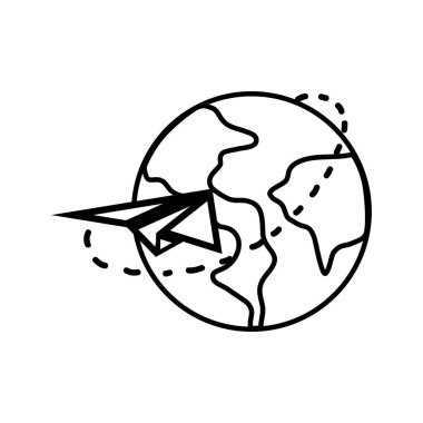 kontur küresel dünya gezegen kağıt uçak tasarım vektör çizim ile