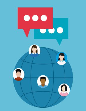 İnsanlar etrafında dünya vektör çizim grafik tasarımı sohbet