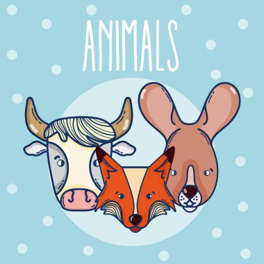 Vahşi hayvanlar sevimli çizgi film illüstrasyon grafik tasarım vektör