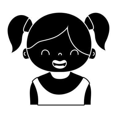 kontur gülümseme kız iki kuyruk saç tasarım vektör çizim ile