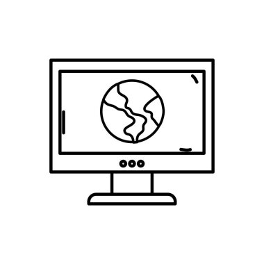 satır küresel dünya gezegen bilgisayar teknoloji vektör çizim içinde