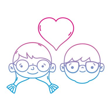 simge vektör çizim satırı çift kafa ile birlikte kalp seviyorum