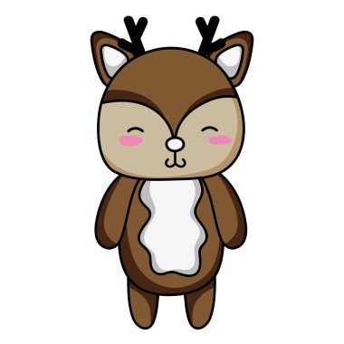 şirin ve utangaç geyik vahşi hayvan vektör çizim