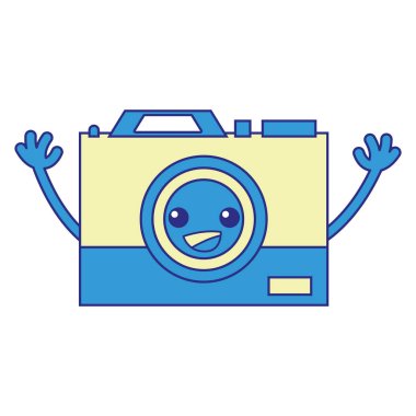 tam renkli mutlu kamera teknolojisi kawaii silah vektör çizim ile