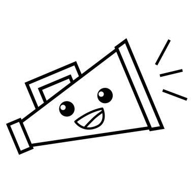 satır mutlu ve sevimli megafon nesne kawaii vektör çizim