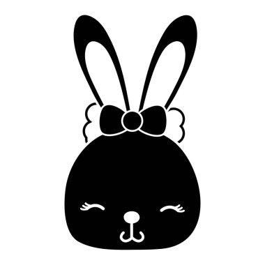 siluet utangaç tavşan baş vahşi hayvan vektör çizim