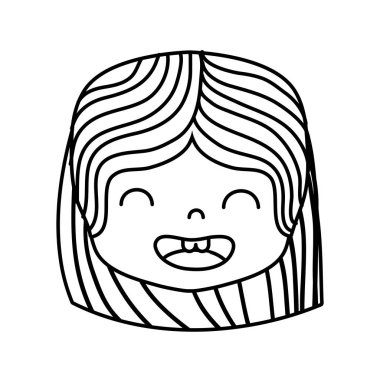 çizgi kız saç modeli ve gülümsemek yüz kafayla illüstrasyon vektör