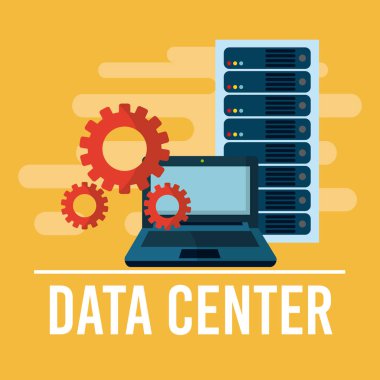 Veri merkezi fron dizüstü vektör çizim grafik tasarım