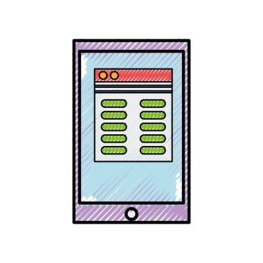 Smartphone aygıt araç teknolojisi ve elektronik Tema izole tasarım vektör çizim