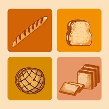 ekmek renkli kare simgeler vektör çizim grafik tasarım