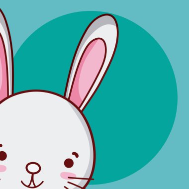 Tavşan sevimli hayvan çizgi üzerinde renkli arka plan vektör çizim grafik tasarım