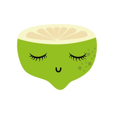 renkli limon meyve kawaii kapalı gözler vektör çizim ile