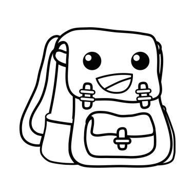 satır mutlu ve ihale çanta nesne kawaii vektör çizim