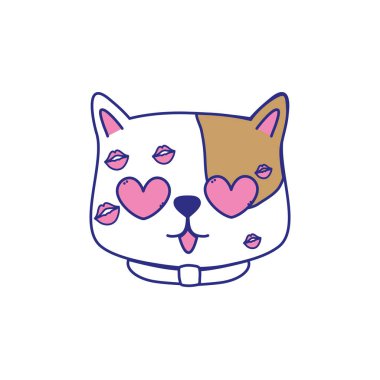 Hayvan evde beslenen hayvan ve yavru tema izole tasarım vektör çizim karikatür kedi