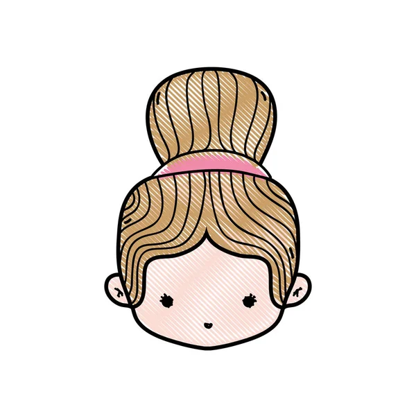 Grated Girl Head Bun Hair Design Vector Illustration — Stock Vector