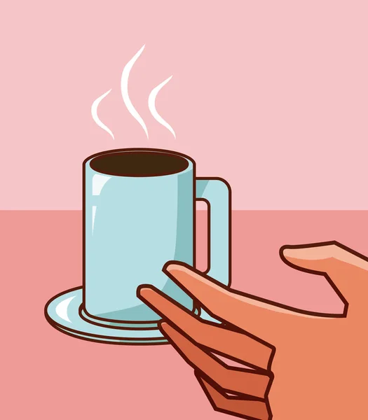 Hand Grabbing Coffee Cup Vector Illustration Graphic Design — Stock Vector