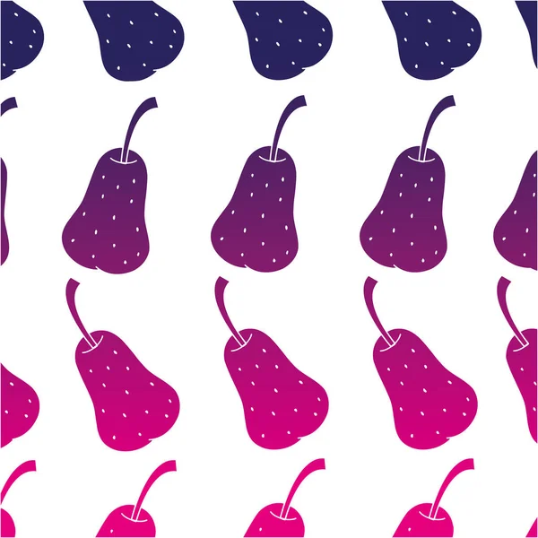 Couleur Silhouette Délicieuse Poire Fruit Biologique Fond Conception Vectoriel Illustration — Image vectorielle