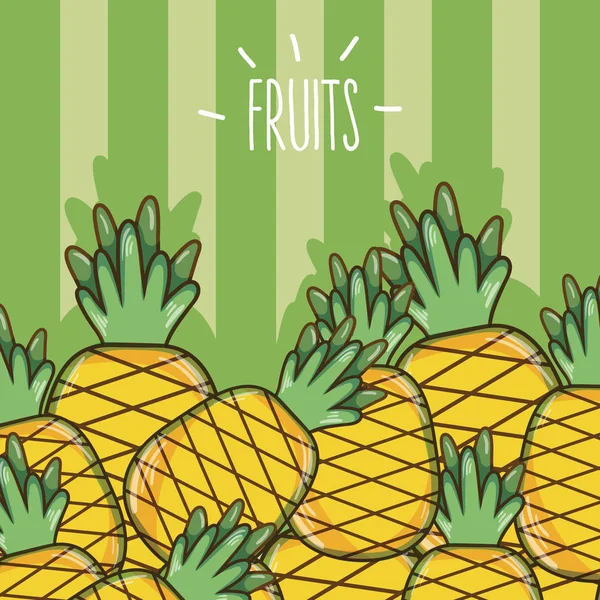 Ananas Früchte Cartoon Vektor Illustration Grafik Design — Stockvektor