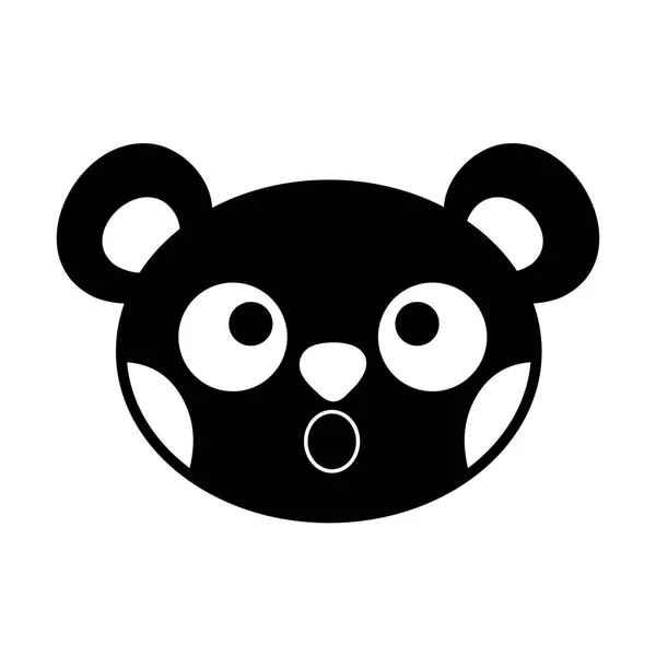 Silhueta Surpreso Urso Cabeça Bonito Animal Vetor Ilustração — Vetor de Stock