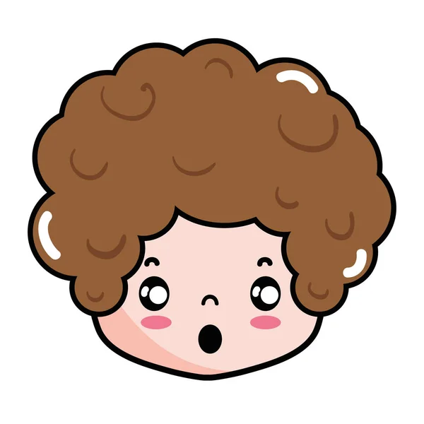 Голова Мальчика Вьющимися Волосами Испуганной Векторной Иллюстрацией Лица — стоковый вектор