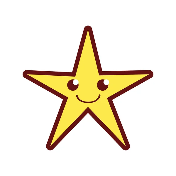 Цвет Линии Улыбка Блестящая Звезда Кавайи Мультфильм Векторная Иллюстрация — стоковый вектор