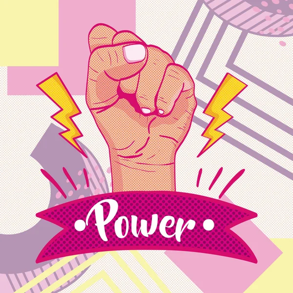 Girl Power Hand Clenched Memphis Vector Illustration Graphic Design - Stok Vektor