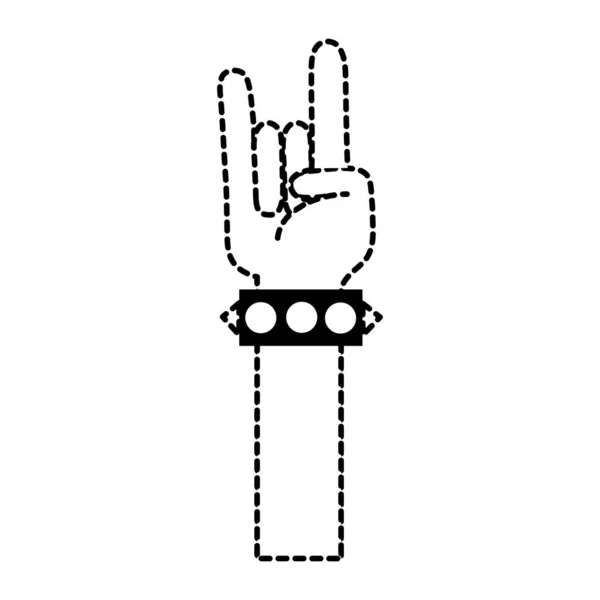 Decimale Vorm Hand Omhoog Met Armband Rock Gebaar Symbool Vectorillustratie — Stockvector