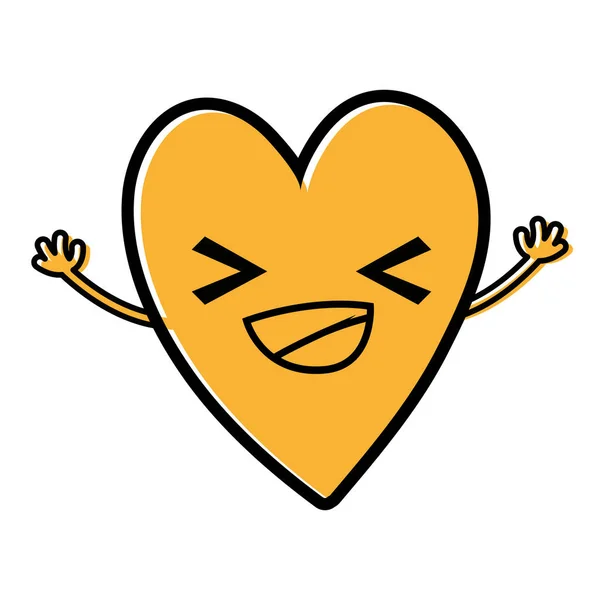 Цвет Милый Счастливое Сердце Кавайи Мультфильм Векторные Иллюстрации — стоковый вектор